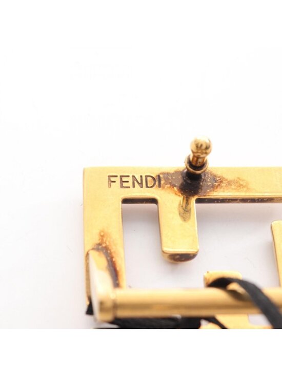Fendi Belt FF Logo Buckle Gold Reversible Black Brown Canvas Leather main image 5